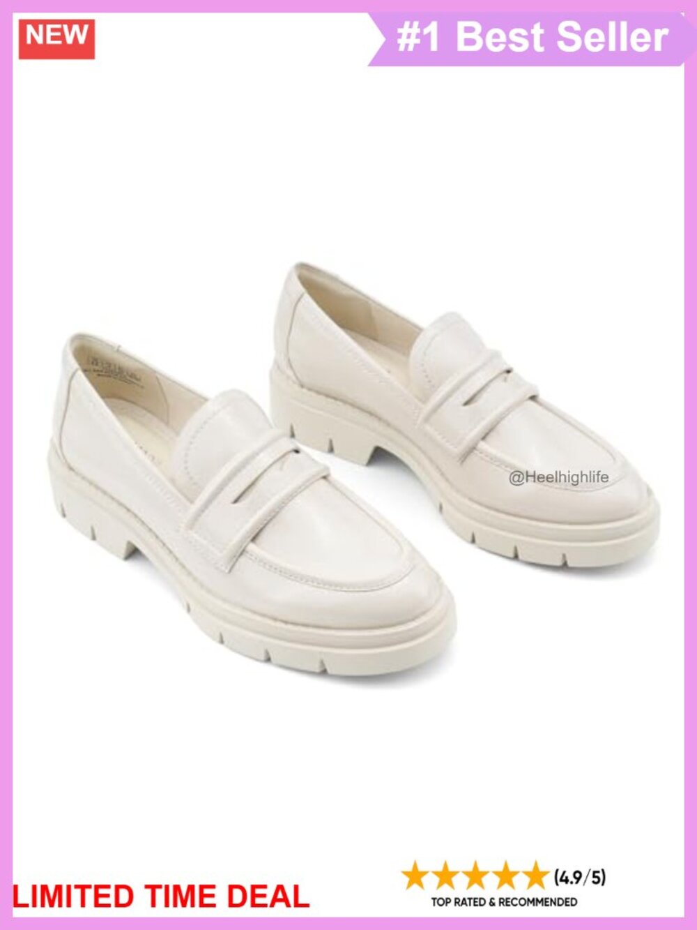 Women's Chunky Loafers Slip On Block Heel Comfort Work Platform Shoes